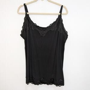 New Lane Bryant Womens 3X 22/24 Tank Top Sleeveless Lace Cami Black Plus Size